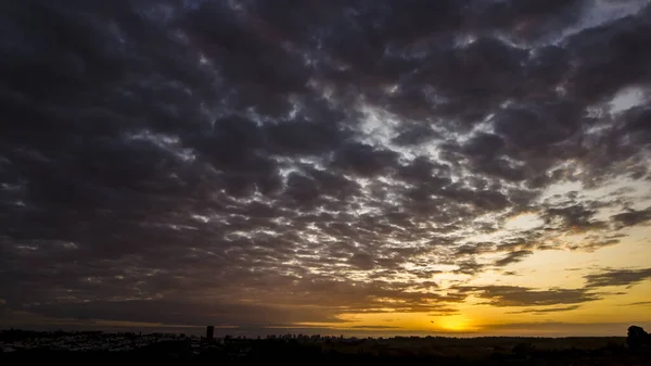 Silhueta Edifícios Cityscaper Durante Pôr Sol Brasil — Fotografia de Stock