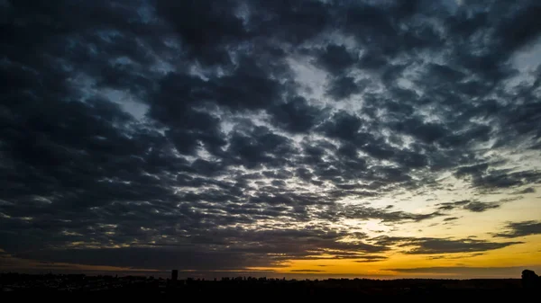 Silhueta Edifícios Cityscaper Durante Pôr Sol Brasil — Fotografia de Stock