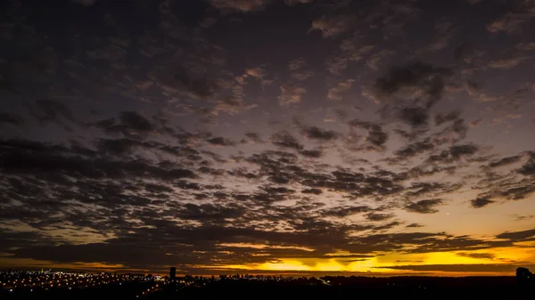 Silhueta Edifícios Cityscaper Durante Pôr Sol Brasil — Fotografia de Stock