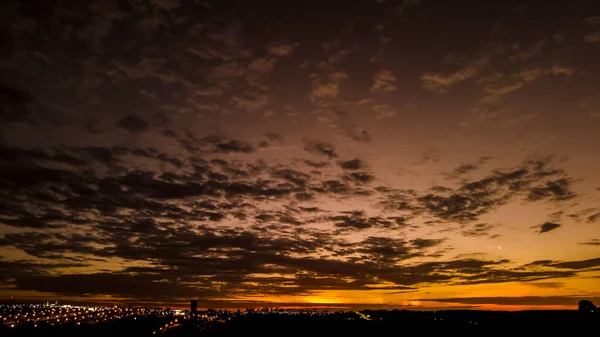 Silhueta Edifícios Cityscaper Durante Pôr Sol Brasil — Fotografia de Stock