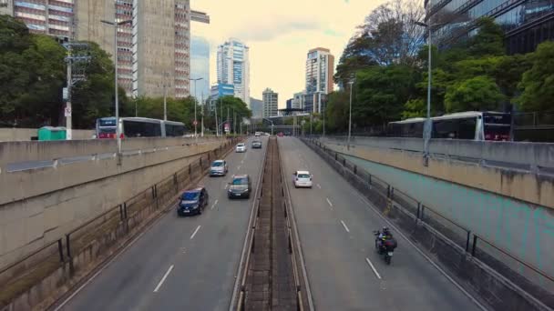 Juscelino Kubitschek Caddesi Ndeki Araç Trafiği Sao Paulo Şehrindeki Janio — Stok video