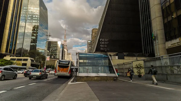 Сан Паулу Бразилія Червня 2022 Року Panoramic Motionlapse Рухом Транспортних — стокове фото