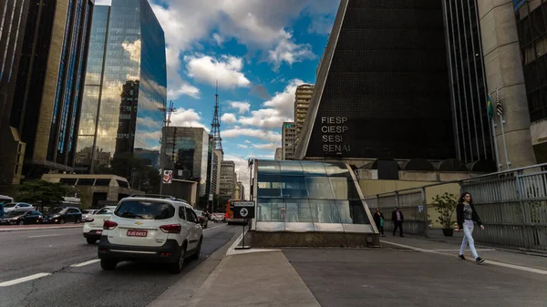 Сан Паулу Бразилия Июня 2022 Года Движение Транспорта Пешеходов Проспекту — стоковое фото