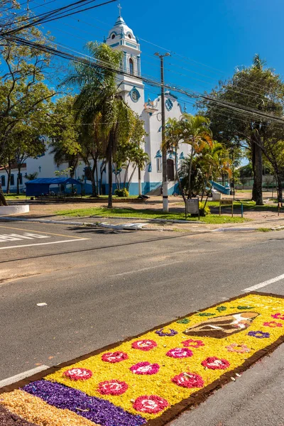 Marilia São Paulo Brasil Junho 2022 Tapetes Serradura Comemorativos Corpus — Fotografia de Stock