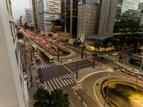 Sao Paulo Brazil July 2022 Traffic Vehicles Paulista Avenue Central — стокове фото