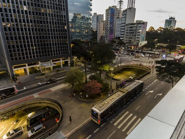 Sao Paulo Brazil July 2022 Traffic Vehicles Paulista Avenue Central — Fotografia de Stock