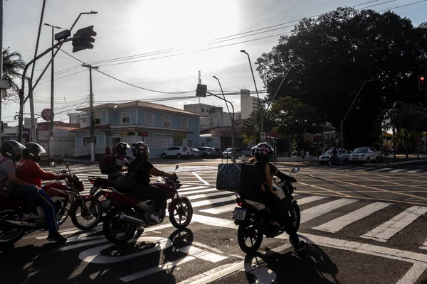 Marilia Sao Paulo Brazil July 2022 Bikers Standing Traffic Lights — Stock fotografie
