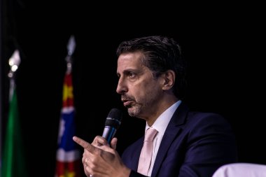 Sao Paulo, Brazil, August 09, 2022. Joaquim Alvaro Pereira Leite, Brazilian Minister of the Environment in press conference.