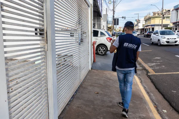 Marilia Brazilië Augustus 2022 Volkstelling Nemer Aan Deur Van Een — Stockfoto