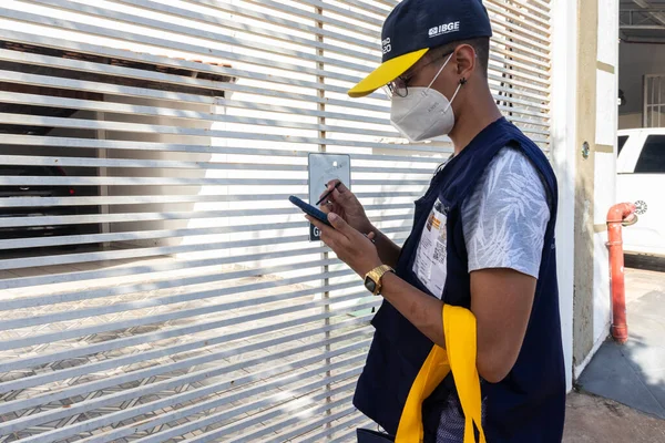 Marilia Brasil Agosto 2022 Recenseador Porta Uma Casa Para Coleta — Fotografia de Stock