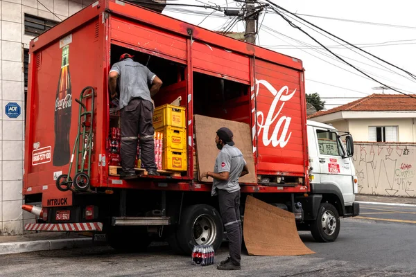 Sao Paulo Brasilien Augusti 2021 Femsa Coca Cola Dryck Distribution — Stockfoto