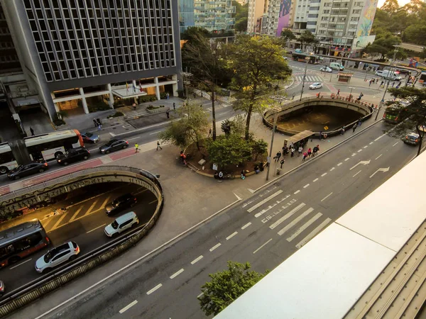 Sao Paulo Brazylia Września 2022 Ruch Pojazdów Paulista Avenue Centralny — Zdjęcie stockowe