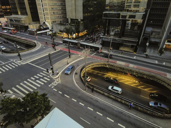 Sao Paulo Brazil September 2022 Traffic Vehicles Paulista Avenue Central — Stock Photo, Image