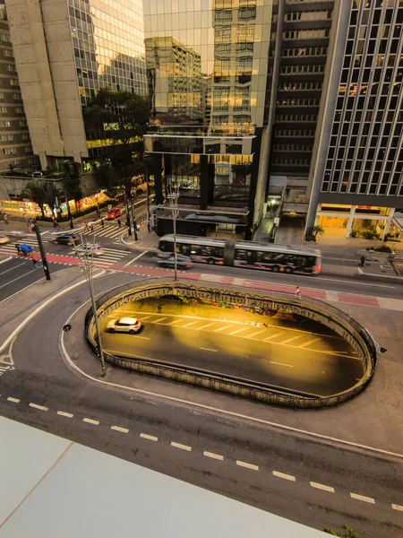 Sao Paulo Brazil September 2022 Traffic Vehicles Paulista Avenue Central — Stock Photo, Image