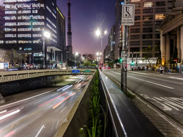 Sao Paulo Brasil Septiembre 2022 Tráfico Vehículos Avenida Paulista Por — Foto de Stock
