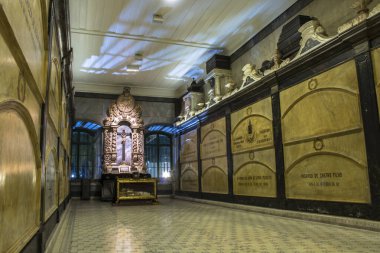 Sao Paulo, Brezilya, Ekim 05, 2017. Chagas do Serafico Pai Francisco Kilisesi 'nin mezarı 1676 yılında açıldı ve 2013 ile 2014 yılları arasında Sao Paulo şehir merkezinde restore edildi.