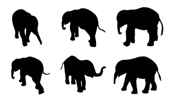 Atlante Vettoriale Della Silhouette Dell Elefante — Vettoriale Stock