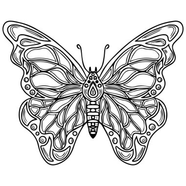 Farklı kartlar, davetiyeler, posterler, afişler için soyut siyah çizgi kelebeği. Vektör kelebek.