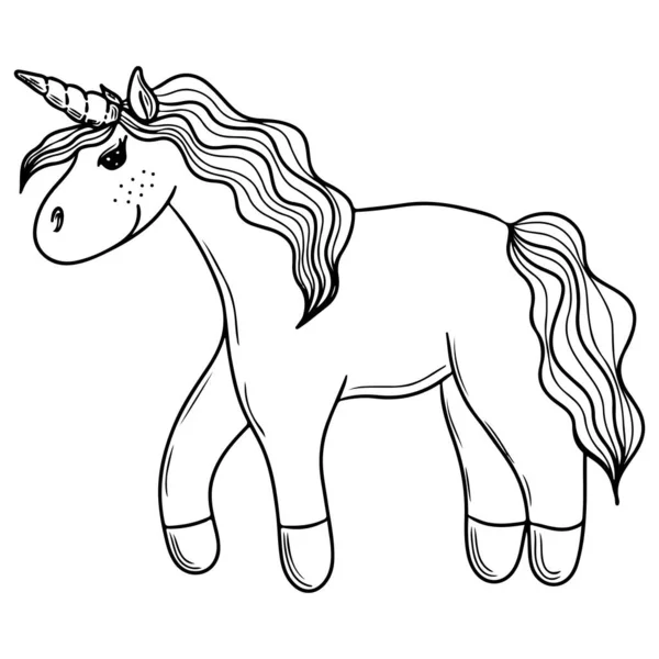 Linha Preta Unicorn Para Colorir Livro Página Unicórnio Giro Unicórnio —  Vetores de Stock