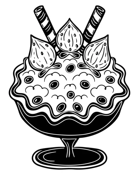 Свадебная Раскраска Большим Тортом Вкусный Вектор Раскраски Страницы — стоковый вектор