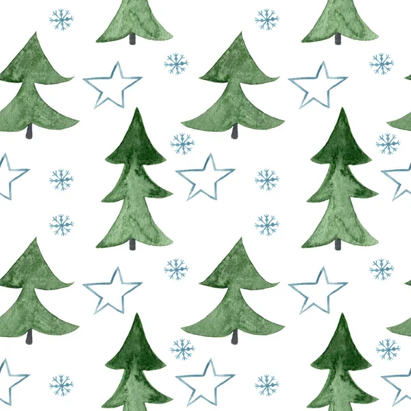 Téli Akvarell Ünnep Zökkenőmentes Minta Akvarell Karácsonyi Vagy Újévi Zökkenőmentes — Stock Fotó