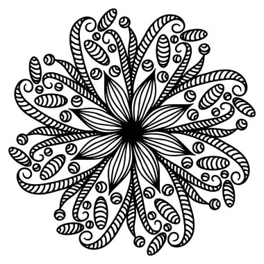 Circular abstract picture. Vector round pattern for coloring page, tablecloth, sticker.	