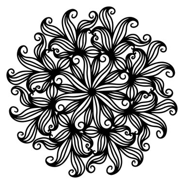 Circular abstract picture. Vector round pattern for coloring page, tablecloth, sticker.	