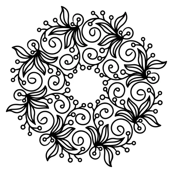 Circular Abstract Picture Vector Pattern Coloring Page Tablecloth Sticker — Stock Vector