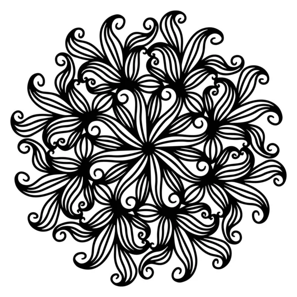 Circular abstract picture. Vector round pattern for coloring page, tablecloth, sticker.	