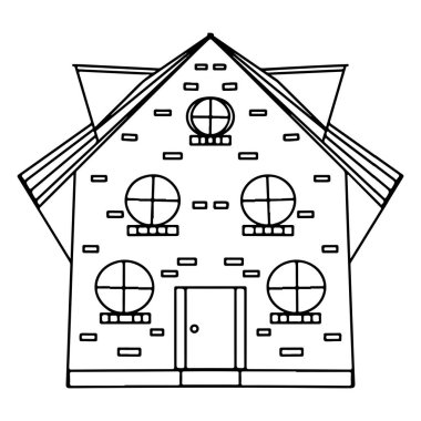 Boyama kitabı ya da sayfa için vektör evi. Boyama evi