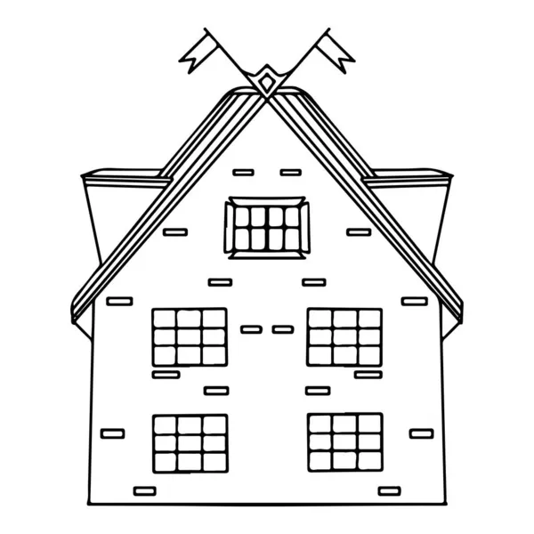 Vector House Coloring Book Page Colouring House — Stock Vector