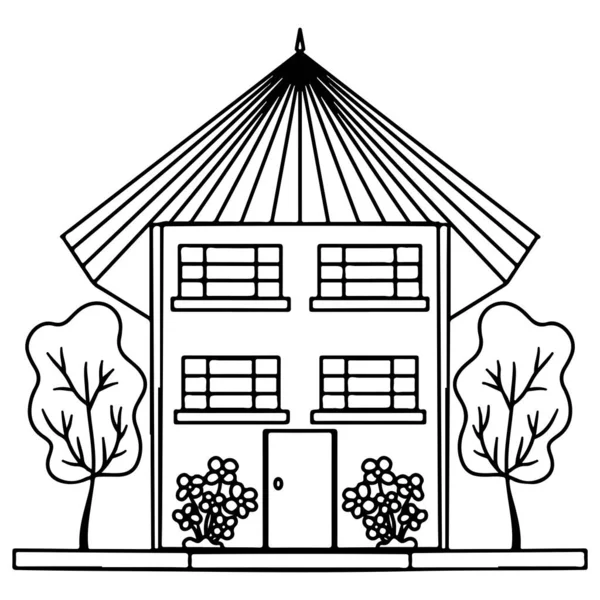 Vector House Coloring Book Page Colouring House — Stock Vector