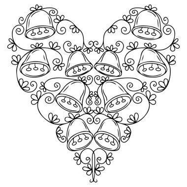 Sevgililer günü ya da düğün etkinliği için kalp şeklinde boyama sayfası. Kalp renklendirme sayfası vektörü