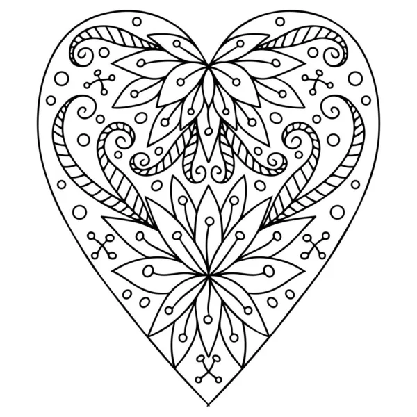 バレンタインデーや結婚式の活動のための心の形でページを着色 ハートカラーページベクトル — ストックベクタ
