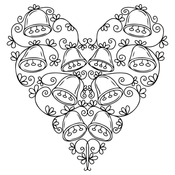 Malseite Herzform Für Valentinstag Oder Hochzeitsaktivität Herz Färbung Seite Vektor — Stockvektor