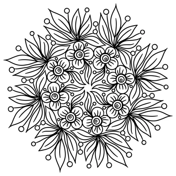 Floral Ornament Coloring Book Page Oriental Pattern Motif Isolated Decorative — Vector de stock