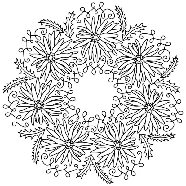 Floral Ornament Coloring Book Page Oriental Pattern Motif Isolated Decorative — 图库矢量图片