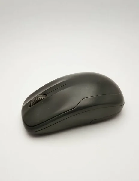 Fekete Vezetékek Computer Mouse Fehér Háttér — Stock Fotó