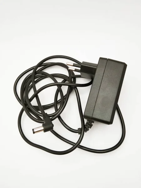 Black Adapter White Background — Stock Photo, Image