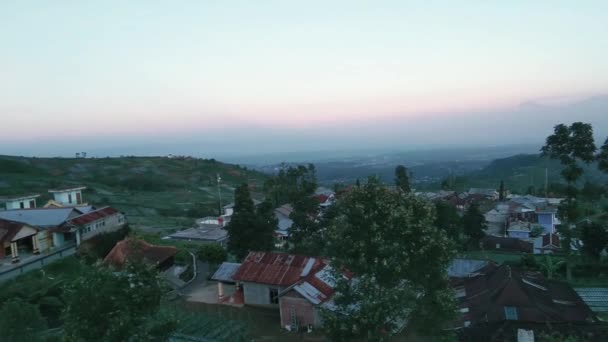 Atmosferę Poranka Przed Wschodem Słońca Wiosce Podnóża Góry Lawu Jawa — Wideo stockowe