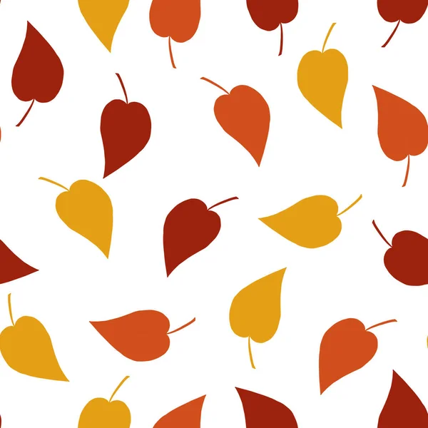 Folhas Outono Sem Costura Padrão Vermelho Amarelo Laranja Cores Ilustração — Vetor de Stock
