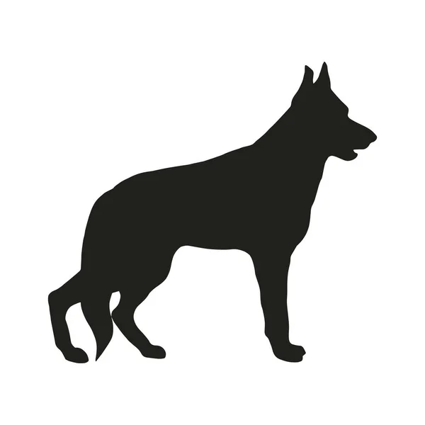 Deutscher Schäferhund Steht Isoliert Auf Weißem Hintergrund Schwarze Handgezeichnete Vektorkunst — Stockvektor