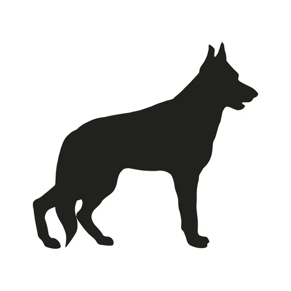 Alman çoban köpeği beyaz arka planda izole edilmiş. Siyah el çizimi vektör hayvan sanatı. Bir hayvanın basit vektör çizimi