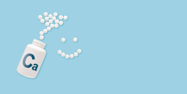 Kemik insan sağlığı için kalsiyum takviyesi. Doktor kalsiyum almayı öneriyor. Doktor kalsiyumun faydalarından bahsediyor. İnsanlar için temel vitamin ve mineraller. Kalsiyum Sağlık Konsepti.