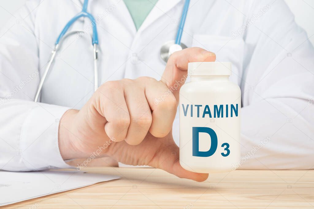 Vitamina D3 y suplementos para la salud humana. El médico
