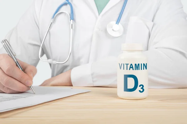 Vitamina Integratori Salute Umana Medico Raccomanda Assumere Vitamina Medico Parla — Foto Stock