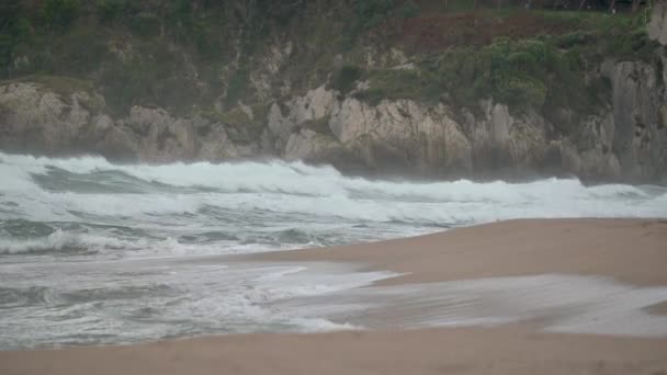 Meereswellen Sandstrand Der Küste Landschaft Blick Auf Strand Meer Ozean — Stockvideo