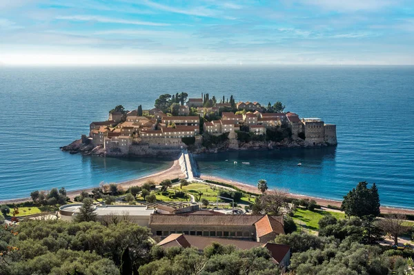 Sveti Stefan Uma Pequena Ilhota Resort Estrelas Costa Adriática Montenegro — Fotografia de Stock