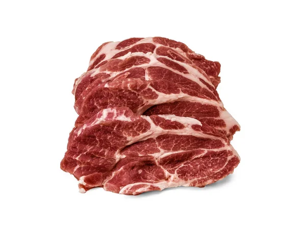 大理石の牛肉 白い背景に隔離された新鮮な生牛の肉ステーキのグループ 生肉だ 新鮮な生牛の子羊 肉を白で調理する — ストック写真