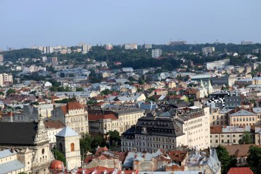 lviv şehrinin hava manzarası, güzel şehir manzarası.